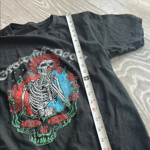 Black Graphic T-Shirt with Skeleton Design - Picture 5 of 7